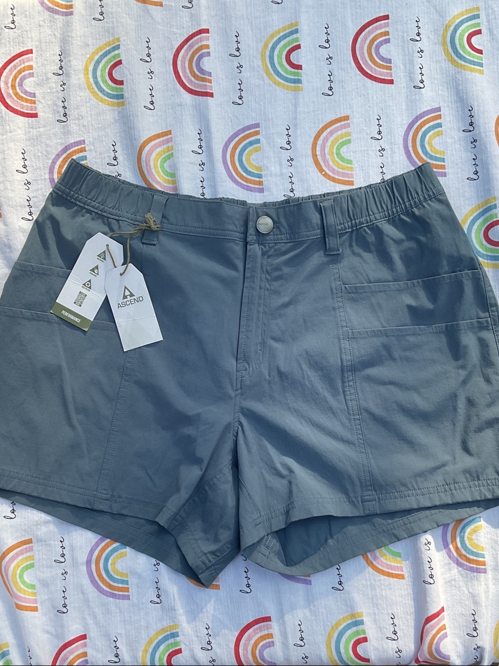 Ascend Women's Slate Blue Athletic Shorts with Elastic Waist